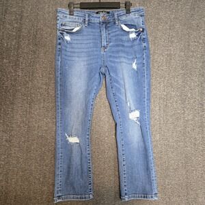 Judy Blue Jeans Womens 13/31 Capri Fit Distressed Denim Mid‎ Rise 31x23